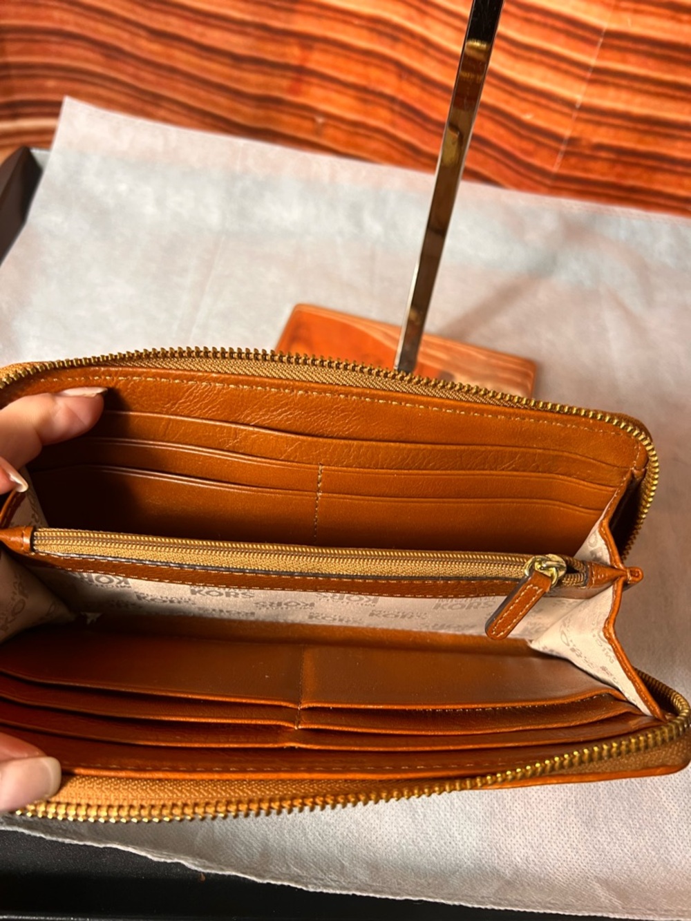 Michael Kors Jet Set Monogram Continental Long Zippy Wallet canvas leather trim - Picture 10 of 17